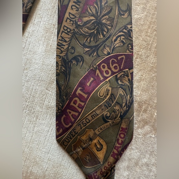 BRIAR men’s silk tie, excellent condition, beautiful fall green burgundy colors - Picture 4 of 7